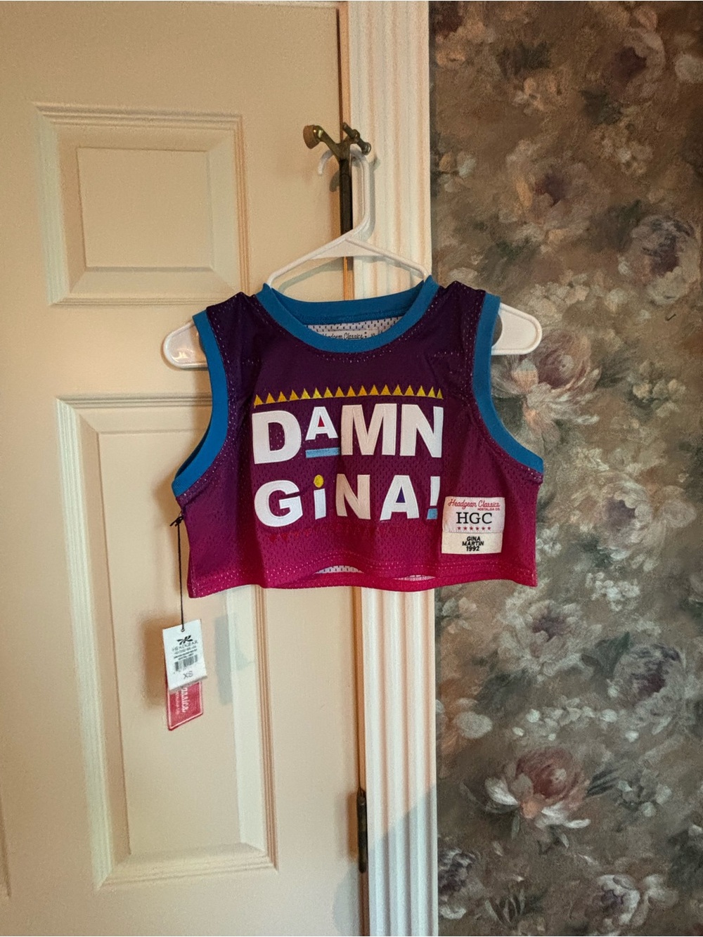 Women’s "DAMN GINA!" Purple & Blue Crop Tank Top